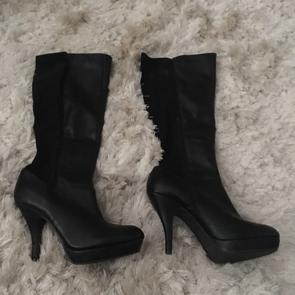 Black high heel boots size 9